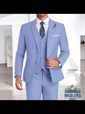 Men's Small Light Purple Suit Groomsmen Suit Slim Fit 3 Pieces Suit